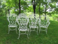 Set of Six French Wrought Iron Chairs