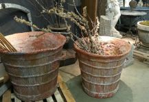 Large Pair of French Terra Cotta Planters