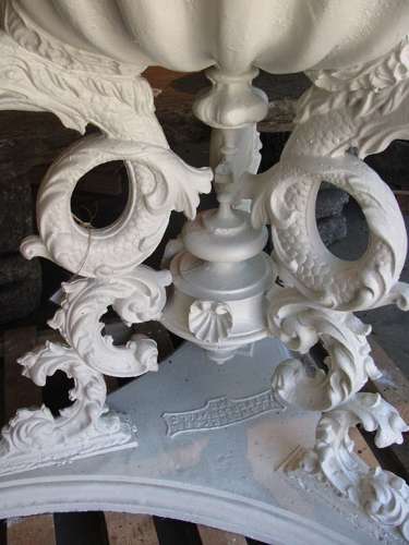MONUMENTAL PAIR OF AMERICAN CAST IRON URNS