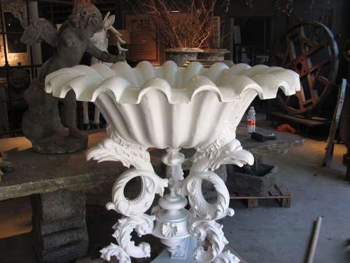 MONUMENTAL PAIR OF AMERICAN CAST IRON URNS