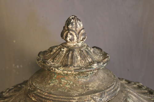 FRENCH CAST IRON URN ON PEDESTAL