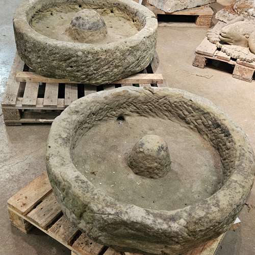 NEAR PAIR OF 19TH CENTURY ROUND TROUGHS