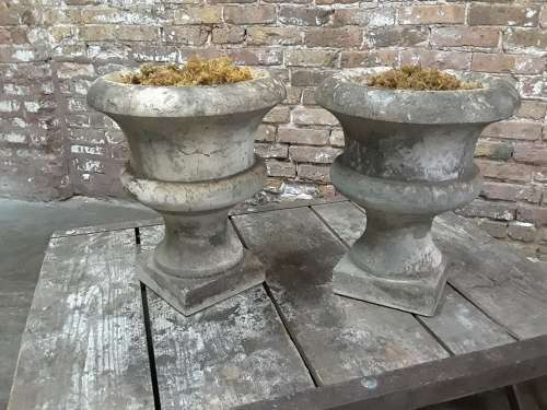 PAIR OF 19TH CENTURY ITALIAN CARVED STONE URNS
