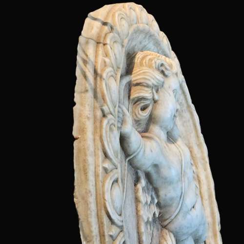 EARLY 19TH CENTURY CARVED MARBLE ROUNDEL