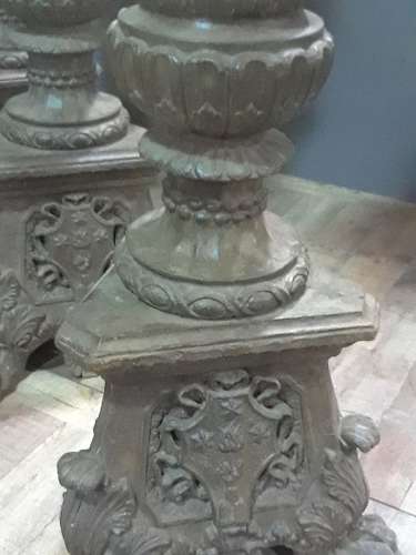 FOUR ITALIAN IRON TORCHIERES