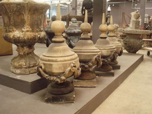 SET OF FOUR ENGLISH STONEWARE FINIALS