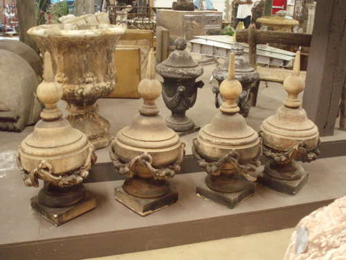 SET OF FOUR ENGLISH STONEWARE FINIALS