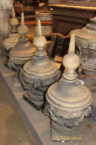 SET OF FOUR ENGLISH STONEWARE FINIALS