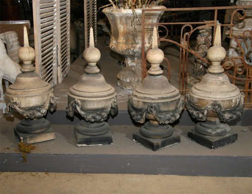 SET OF FOUR ENGLISH STONEWARE FINIALS