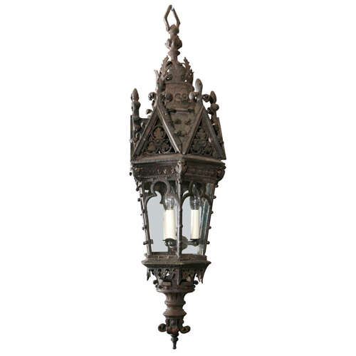 19TH CENTURY ENGLISH IRON HANGING LANTERN