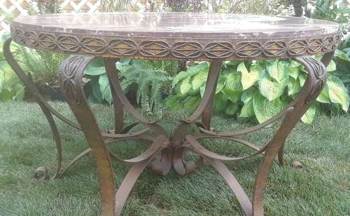 LARGE SPANISH CIRCULAR MARBLE TOP TABLE