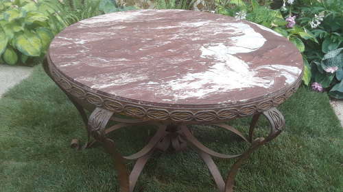 LARGE SPANISH CIRCULAR MARBLE TOP TABLE