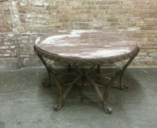 LARGE SPANISH CIRCULAR MARBLE TOP TABLE
