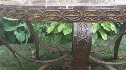 LARGE SPANISH CIRCULAR MARBLE TOP TABLE