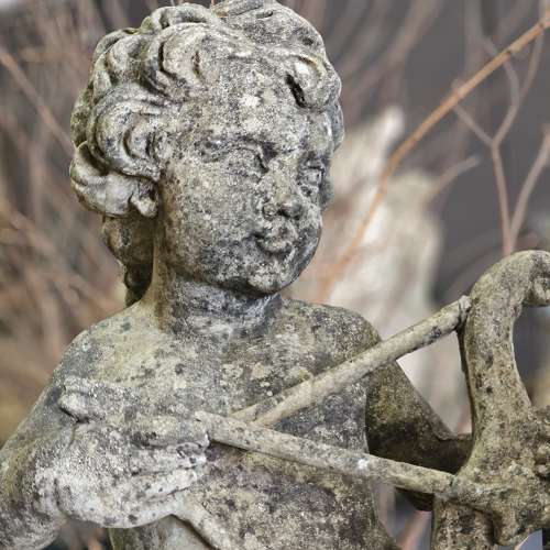 ENGLISH CAST STONE CUPID