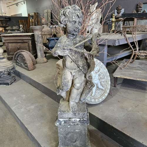 ENGLISH CAST STONE CUPID