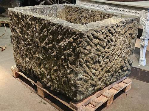 CARVED YORKSTONE TROUGH
