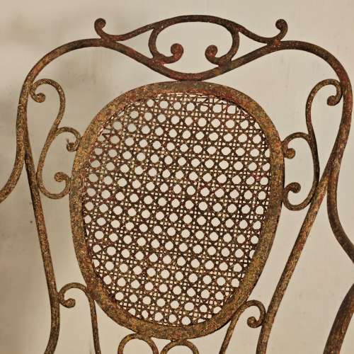 SET OF SIX FRENCH WROUGHT IRON CHAIRS