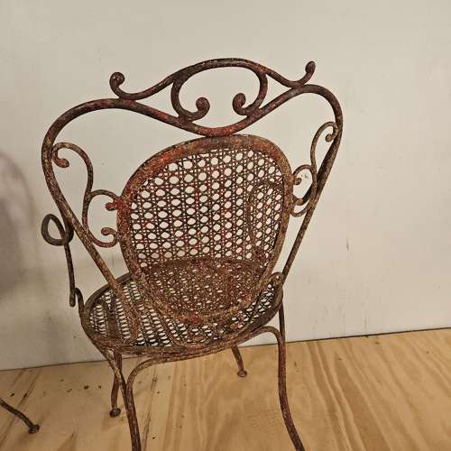 SET OF SIX FRENCH WROUGHT IRON CHAIRS