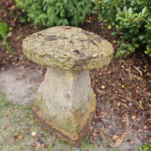 SET OF FOUR ENGLISH CARVED STADDLE STONES