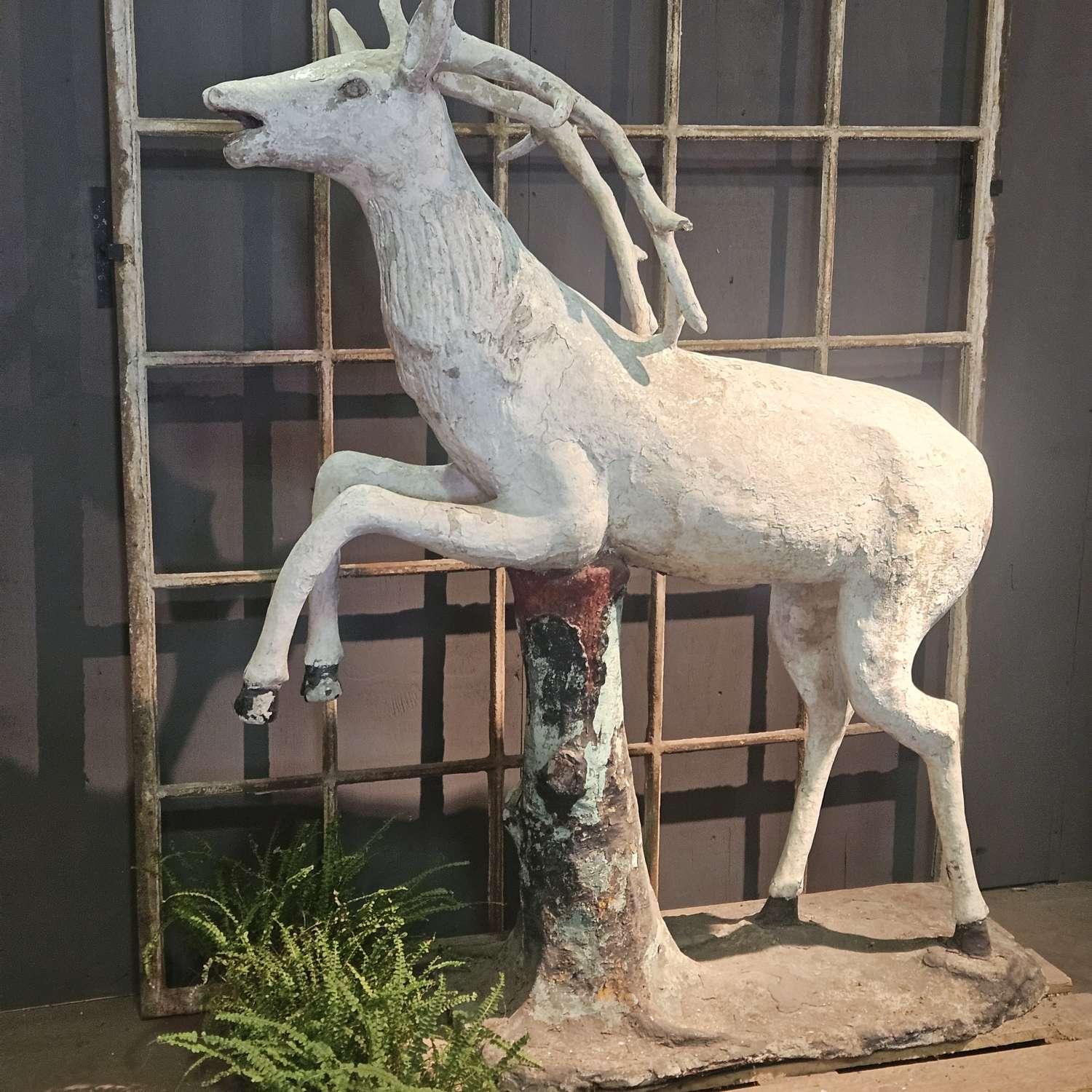 FRENCH CAST STONE LEAPING STAG