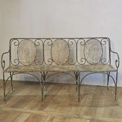 WROUGHT IRON FRENCH LATE 19TH CENTURY GARDEN BENCH