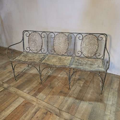 WROUGHT IRON FRENCH LATE 19TH CENTURY GARDEN BENCH