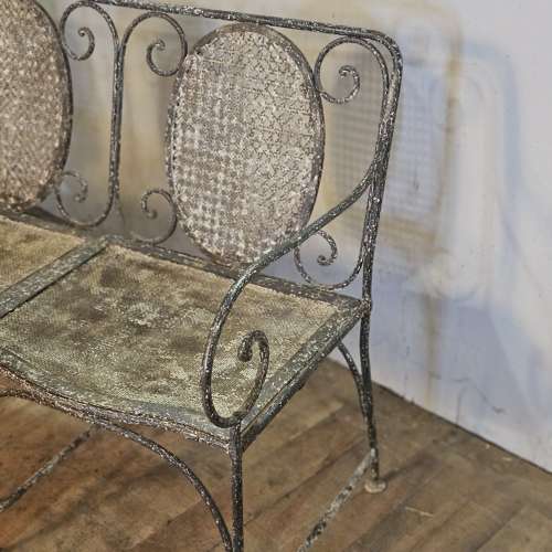 WROUGHT IRON FRENCH LATE 19TH CENTURY GARDEN BENCH