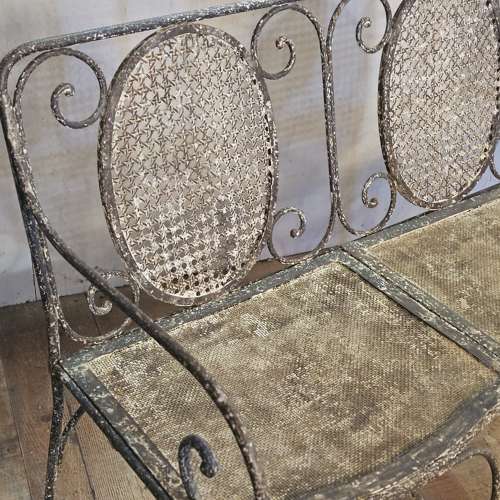 WROUGHT IRON FRENCH LATE 19TH CENTURY GARDEN BENCH