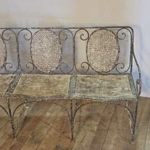 WROUGHT IRON FRENCH LATE 19TH CENTURY GARDEN BENCH