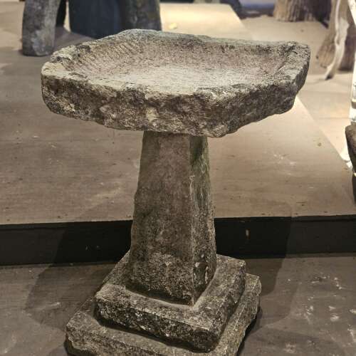TALL PORTLAND STONE BIRDBATH