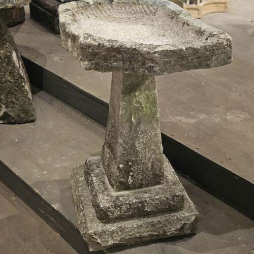 TALL PORTLAND STONE BIRDBATH