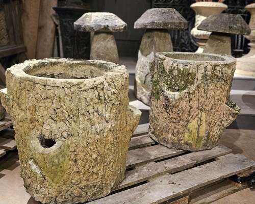LARGE PAIR OF FRENCH FAUX BOIS PLANTERS