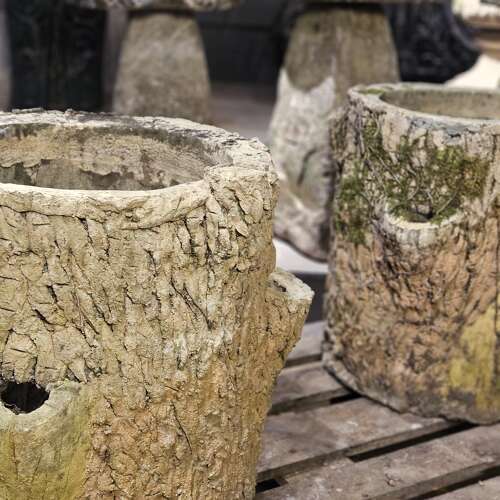 LARGE PAIR OF FRENCH FAUX BOIS PLANTERS