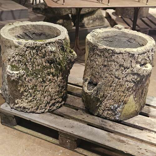 LARGE PAIR OF FRENCH FAUX BOIS PLANTERS