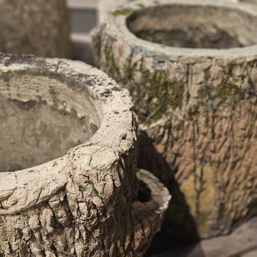 LARGE PAIR OF FRENCH FAUX BOIS PLANTERS