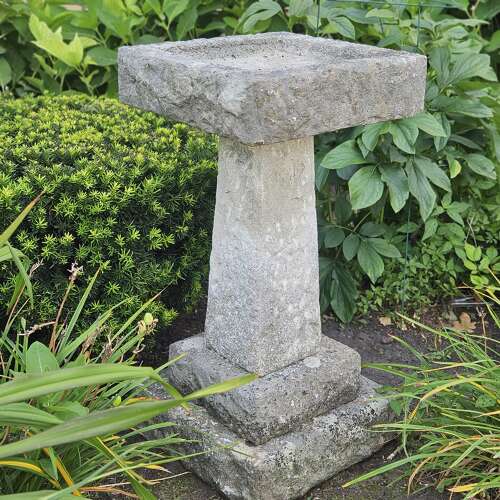 ENGLISH CARVED STONE BIRDBATH