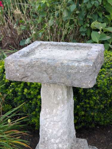 ENGLISH CARVED STONE BIRDBATH