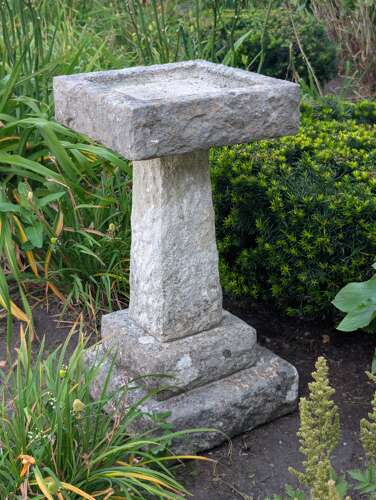 ENGLISH CARVED STONE BIRDBATH