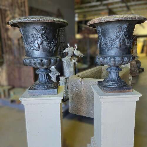A GRAND PAIR OF FRENCH URNS