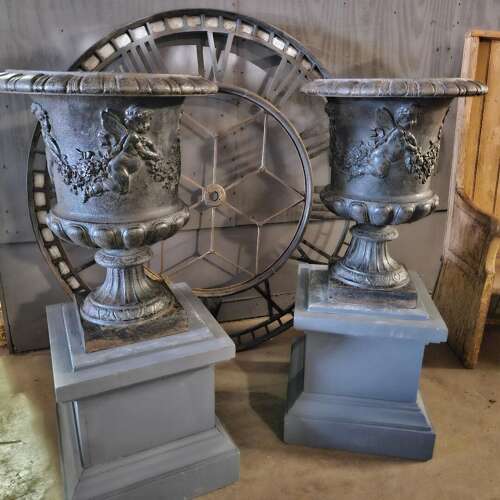 A GRAND PAIR OF FRENCH URNS