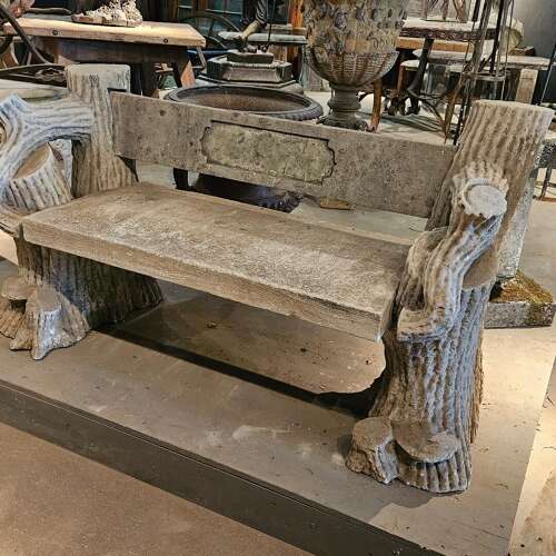 CARVED LIMESTONE BENCH