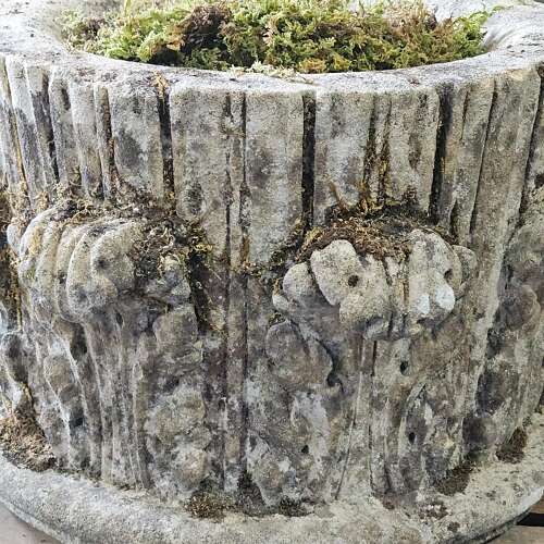 PAIR OF ENGLISH RECONSTITUTED STONE PLANTERS IN THE FORM OF CAPITALS