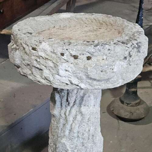 English Carved Limestone Birdbath