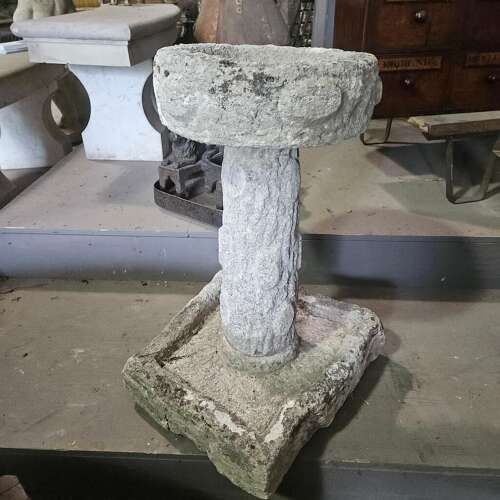English Carved Limestone Birdbath