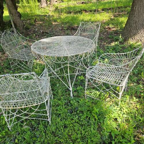 ENGLISH WIREWORK GARDEN SUITE OF FURNITURE