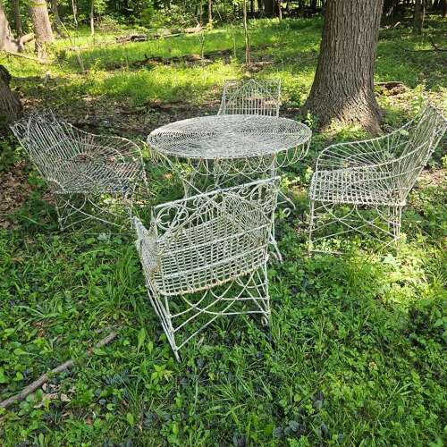 ENGLISH WIREWORK GARDEN SUITE OF FURNITURE