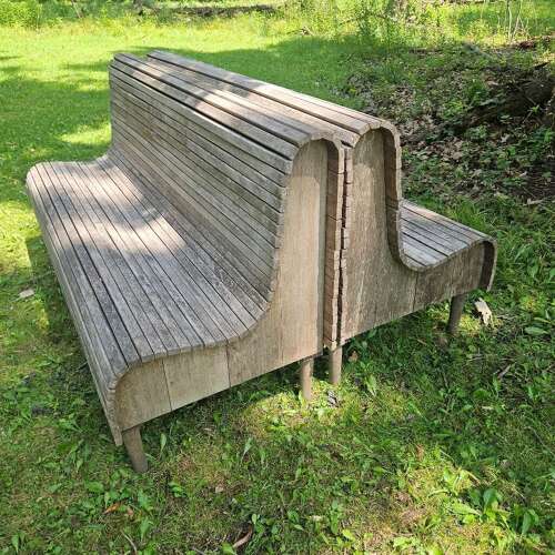 UNIQUE PAIR OF TEAK BENCHES