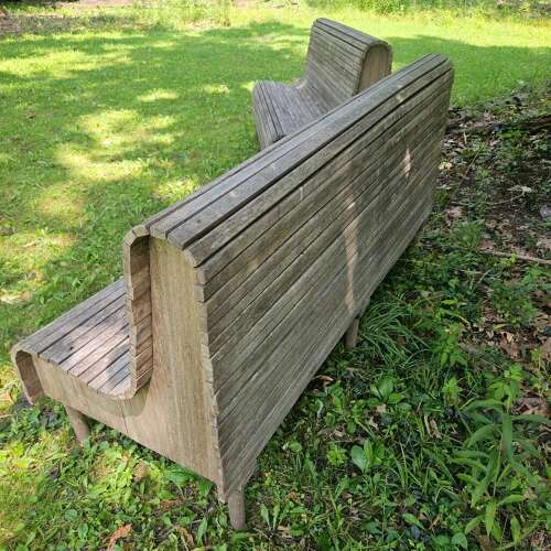 UNIQUE PAIR OF TEAK BENCHES